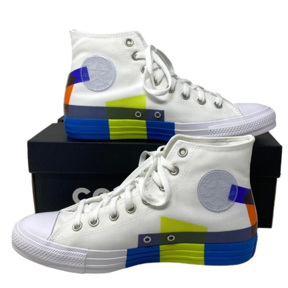 Converse Ctas High Top Shoe Skate For Men Canvas White Multi Sneakers 173184F - Picture 5 of 11